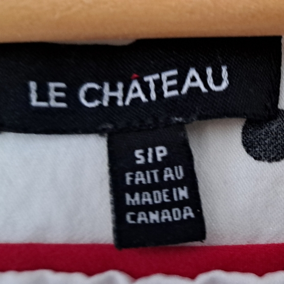 Le Chateau white polka dot midi sheath dress made in Canada - Picture 7 of 7